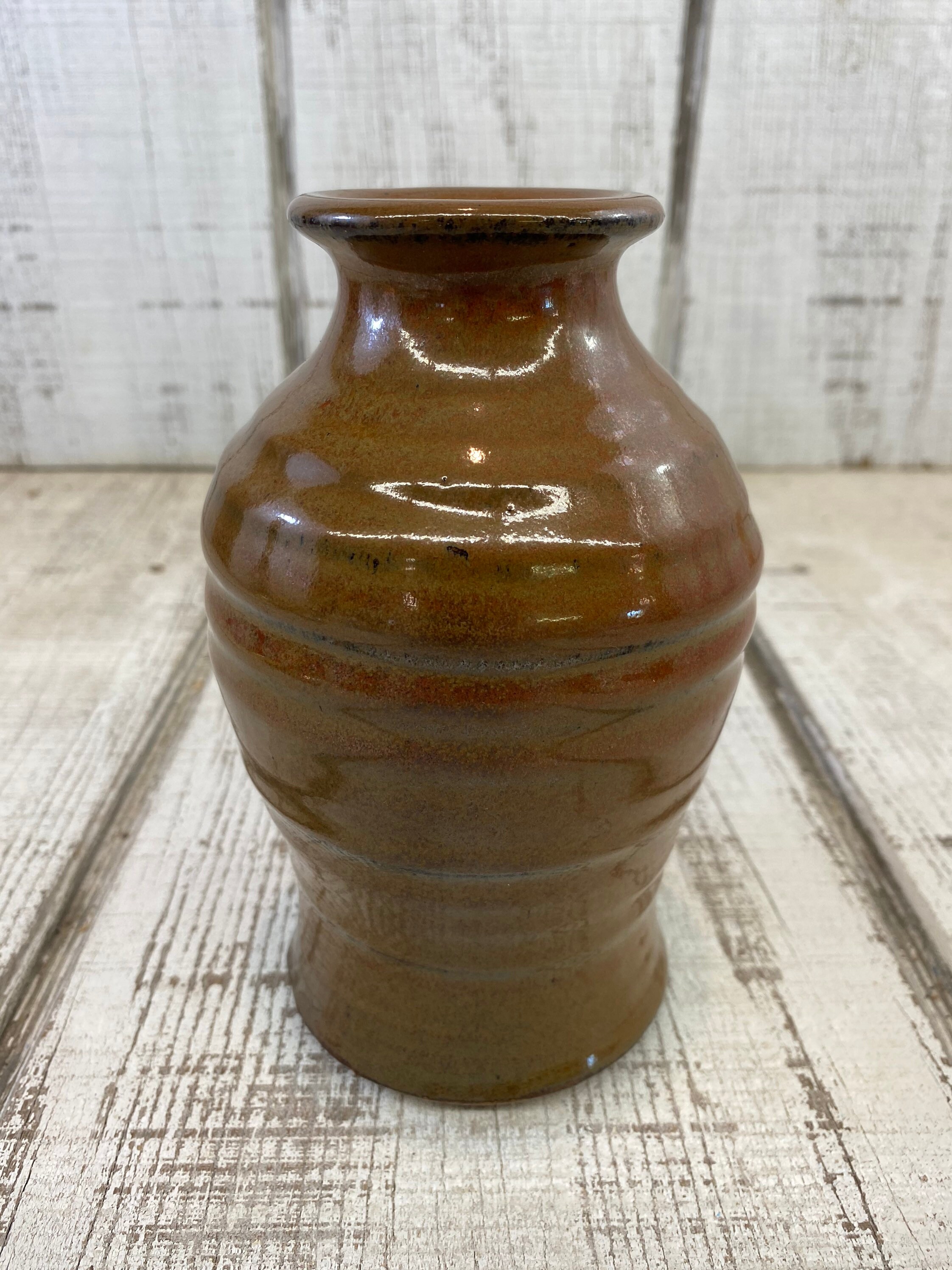Brown Glazed Handmade Pottery Vase Ceramic Spiral Vase Etsy