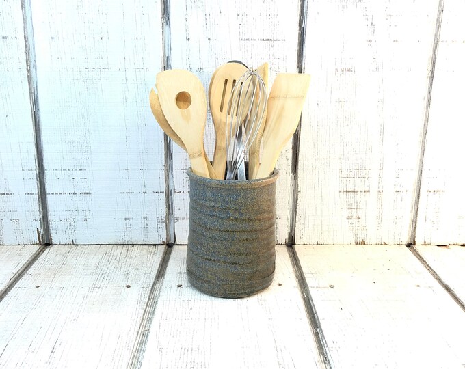Handmade Pottery Utensil Holder Stoneware Vase Medium Etsy