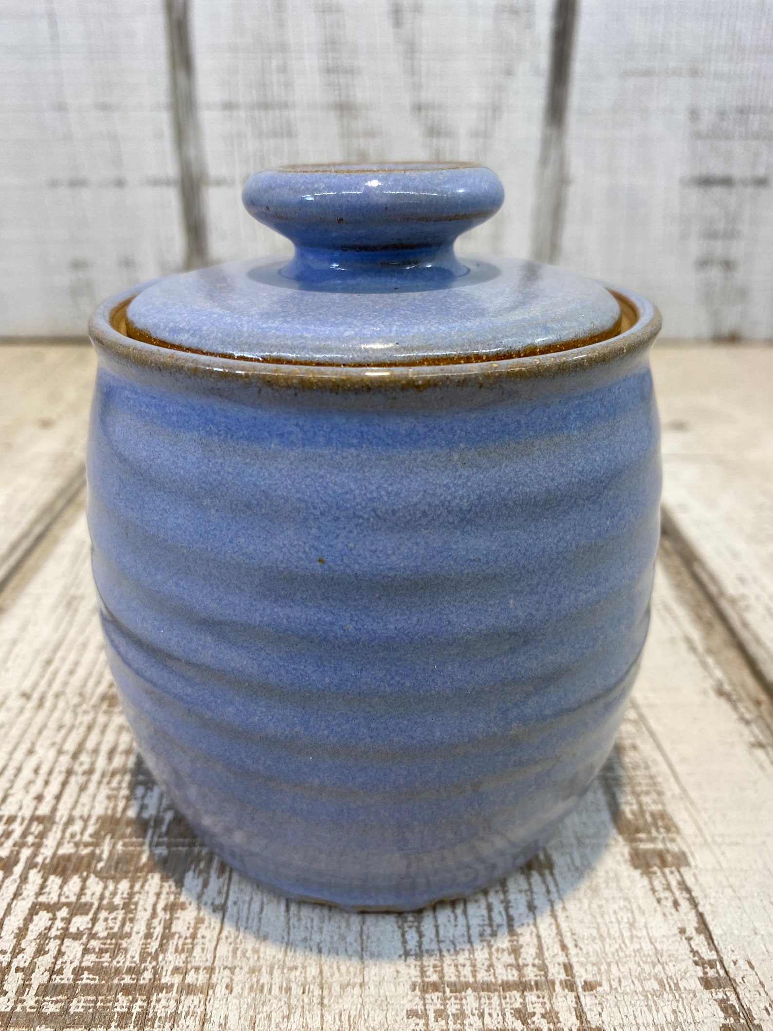 Blue Glazed Handmade Stoneware Pot Lidded Pottery Jar Etsy