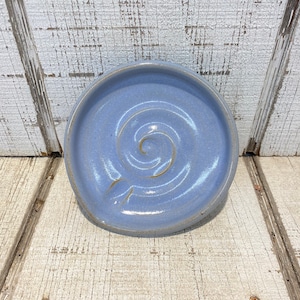 Blue Handmade Pottery Spoon Rest, Cooking, Kitchen Organization, Decor, Sky Blue Glaze, 5.25&quot;