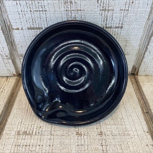 Dark Blue Handmade Pottery Spoon Rest, Cooking, Kitchen Organization, Decor, KJF Pottery, Made in Kentucky, USA, Midnight Blue Glaze, 5.5&quot;