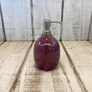 Purple Handmade Pottery Soap Pump, Lotion, Hand Soap, Dish Soap Dispenser, KJF Pottery, Made in Kentucky, USA, Ruby Purple Glaze, 18oz
