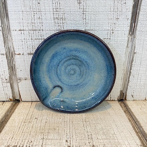 Blue Handmade Pottery Spoon Rest, Stoneware, Cooking, Kitchen Organization, Decor, Kentucky Pottery, KJF, Floating Blue Glaze, 5.25&quot;