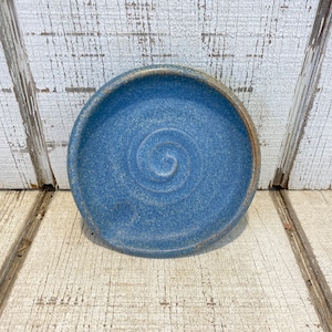 Blue Handmade Pottery Spoon Rest, Cooking, Kitchen Organization, Decor, Speckled Blue Glaze, 5.25”