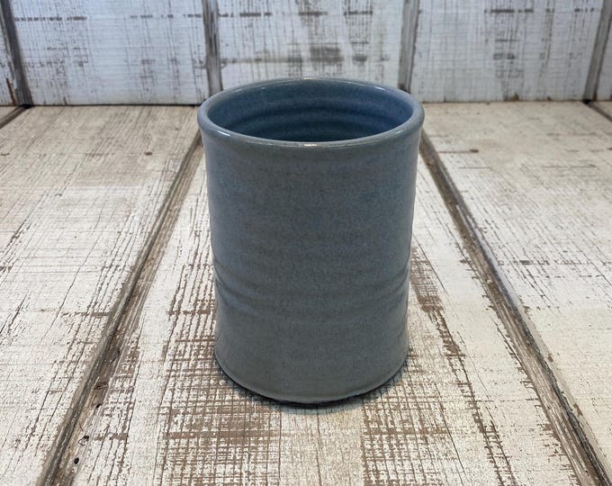 Gray Handmade Tumbler, Wheelthrown Ceramic Cup, Vase, Stemless Wine Glass, Pencil, Toothbrush Holder, Stoneware, Grey Glaze, 18oz