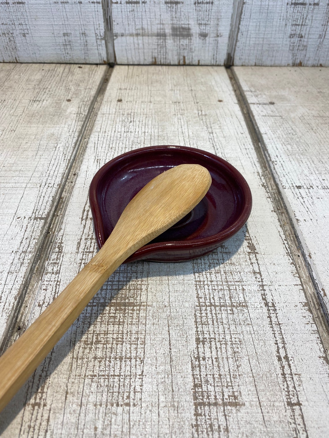 Purple Handmade Pottery Spoon Rest Cooking Kitchen Etsy