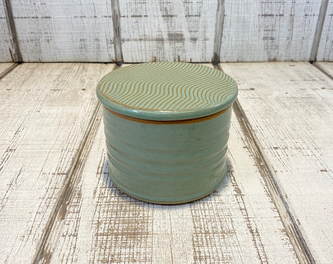 Green French Butter Keeper Handmade Pottery Traditional Etsy