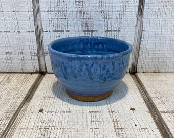Handmade Ceramic Cereal Bowl with Floating Blue and Sapphire Glazes 