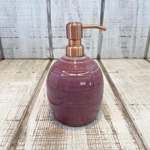 Purple Handmade Pottery Soap Pump, Lotion, Hand Soap, Dish Soap Dispenser, Copper Hardware, Made in Kentucky, USA, Ruby Purple Glaze, 18oz