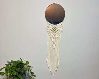 Macrame Mirror, Boho Wall Decor, Circle Macrame Mirror