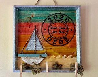 Personalized Lake House Sign. Personalized Beach House Sign. Custom Wall Art Décor. Sailboat Art. Cabin Art. Cottage Art.