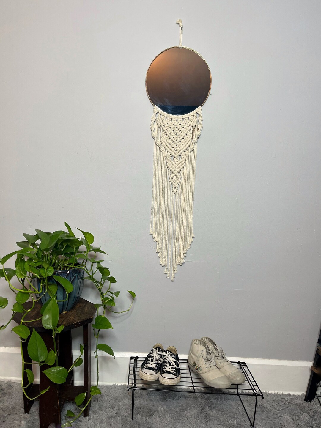 Macrame Mirror, Boho Wall Decor, Circle Macrame Mirror - Etsy