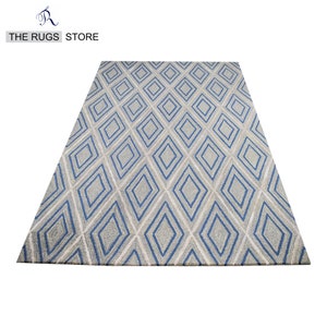 Hand tufted Wool Geometric Design Rug with Soft Pile of Grey & Blue Rug Luxurious Home Decor Ellington Rug Aesthetic Rug Artistic Rug living room rug