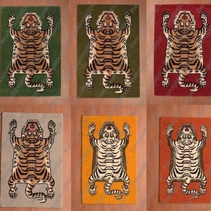 Handtufted Rectangle Tibetan Tiger Multiple Color Room Decoration White & Gold Color Tiger, Animal Rugs Tibetan Tiger Rug Best Gifts for Dad