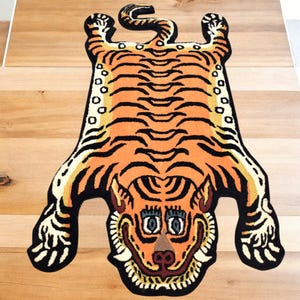 The Rugs Store Handmade 3x5 Feet Tibetan Tiger Yellow and Black Hand Tufted Wool Area Rug