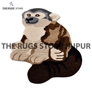 Handmade gift Animal Rug Hand Tufted Monkey Rug Carpet for Home Decor, Living Room, Bedroom, Playroom, Guest Room Anti-Slip Cotton Backing