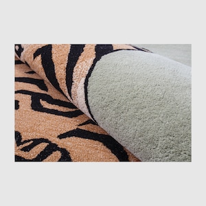 The Rugs Store Green Rectangle Tibetan tiger Shape Soft & high pile Large Wool Rug for Meditation and Yoga Carpet Tibetan Tiger Rug