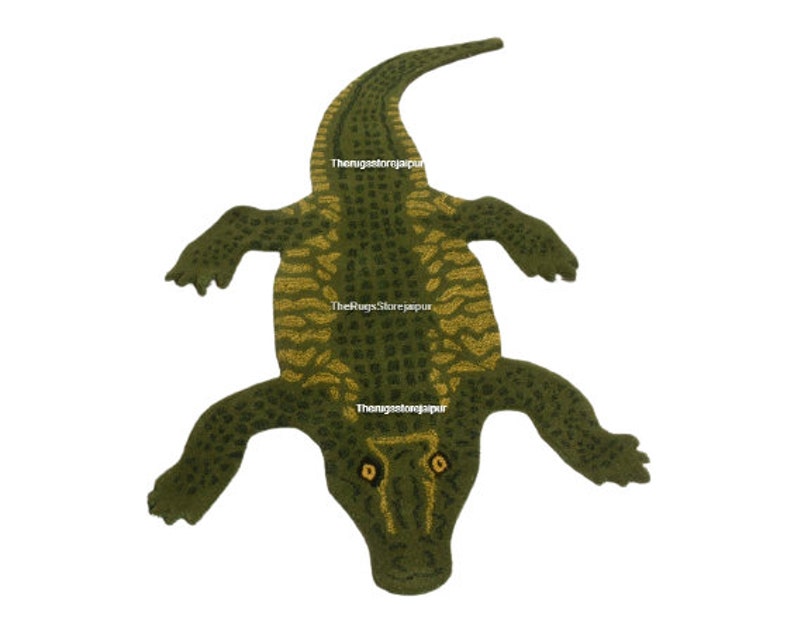 Hand Tufted Wool Cotton Backing Crocodile Rug Alligator skin Etsy