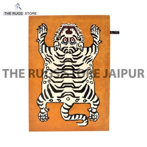 Handtufted Rectangle Tibetan Tiger Animal Print Tibetan Tiger Rug on Sale With Free Shipping Ellington Rugs Luxurious Home Decor Rug