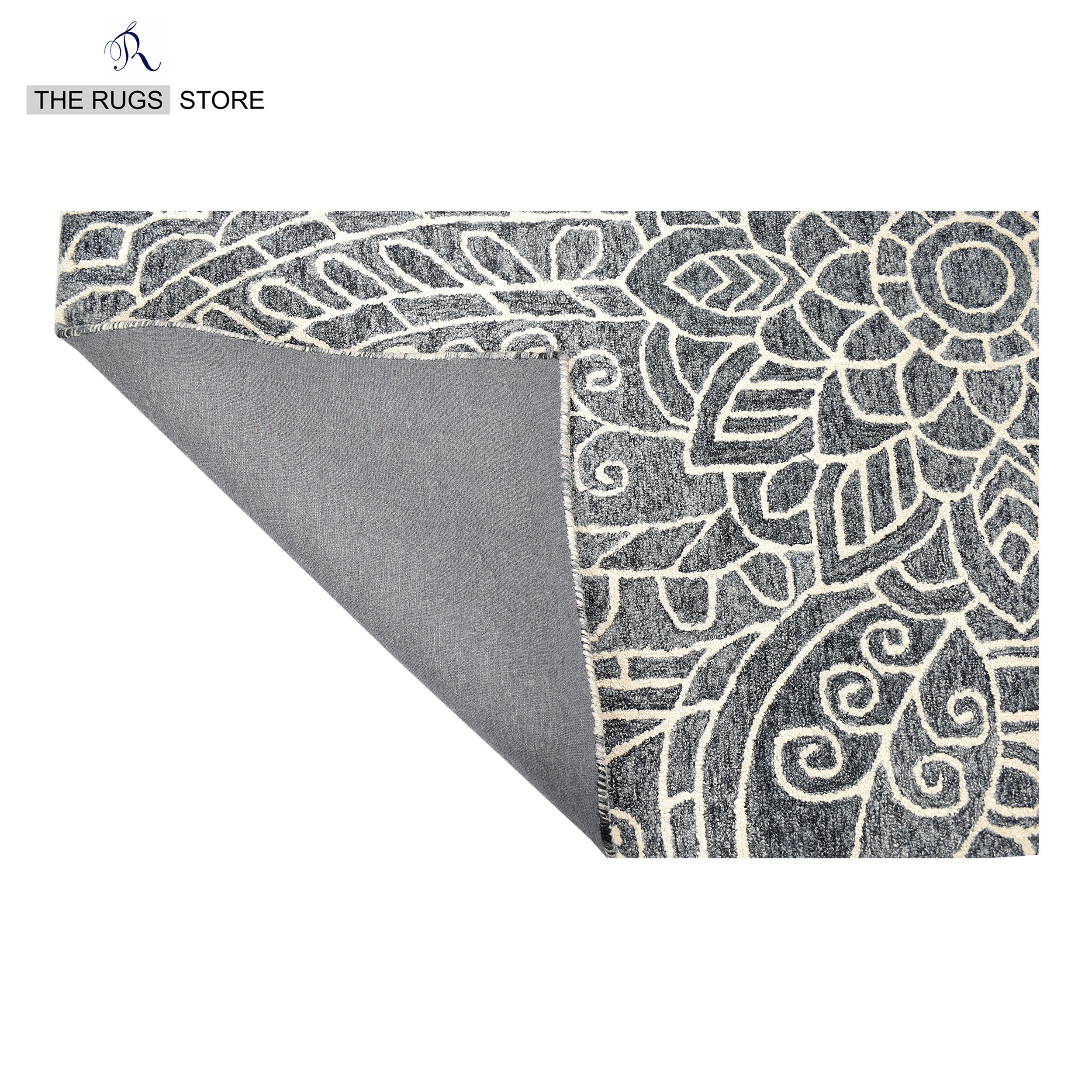 Floral Design Grey & Blue Handtufted Contemporary Area Rug Etsy