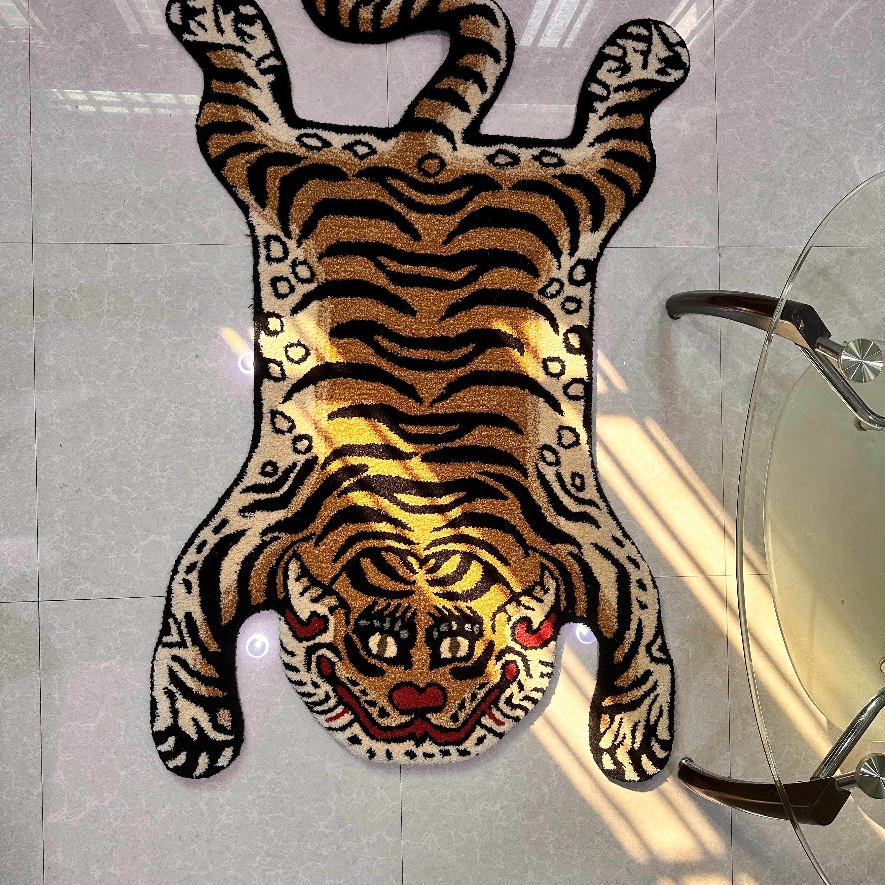 Tibetan Tiger Rug Animal Shape Handmade Kids Boho Area Rug