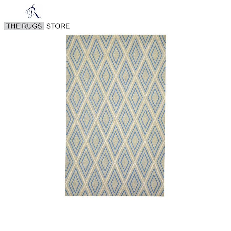 Hand tufted Wool Geometric Design Rug with Soft Pile of Grey & Blue Rug Luxurious Home Decor Ellington Rug Aesthetic Rug Artistic Rug living room rug