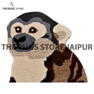 Handmade gift Animal Rug Hand Tufted Monkey Rug Carpet for Home Decor, Living Room, Bedroom, Playroom, Guest Room Anti-Slip Cotton Backing