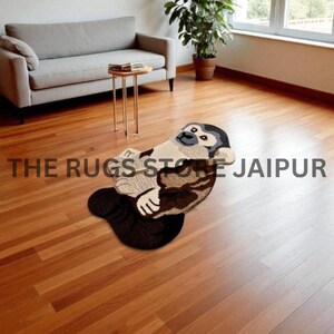 Hand-Tufted Wool Monkey Rug, Animal Rug, Nursery Decor, Custom Size Available image 2