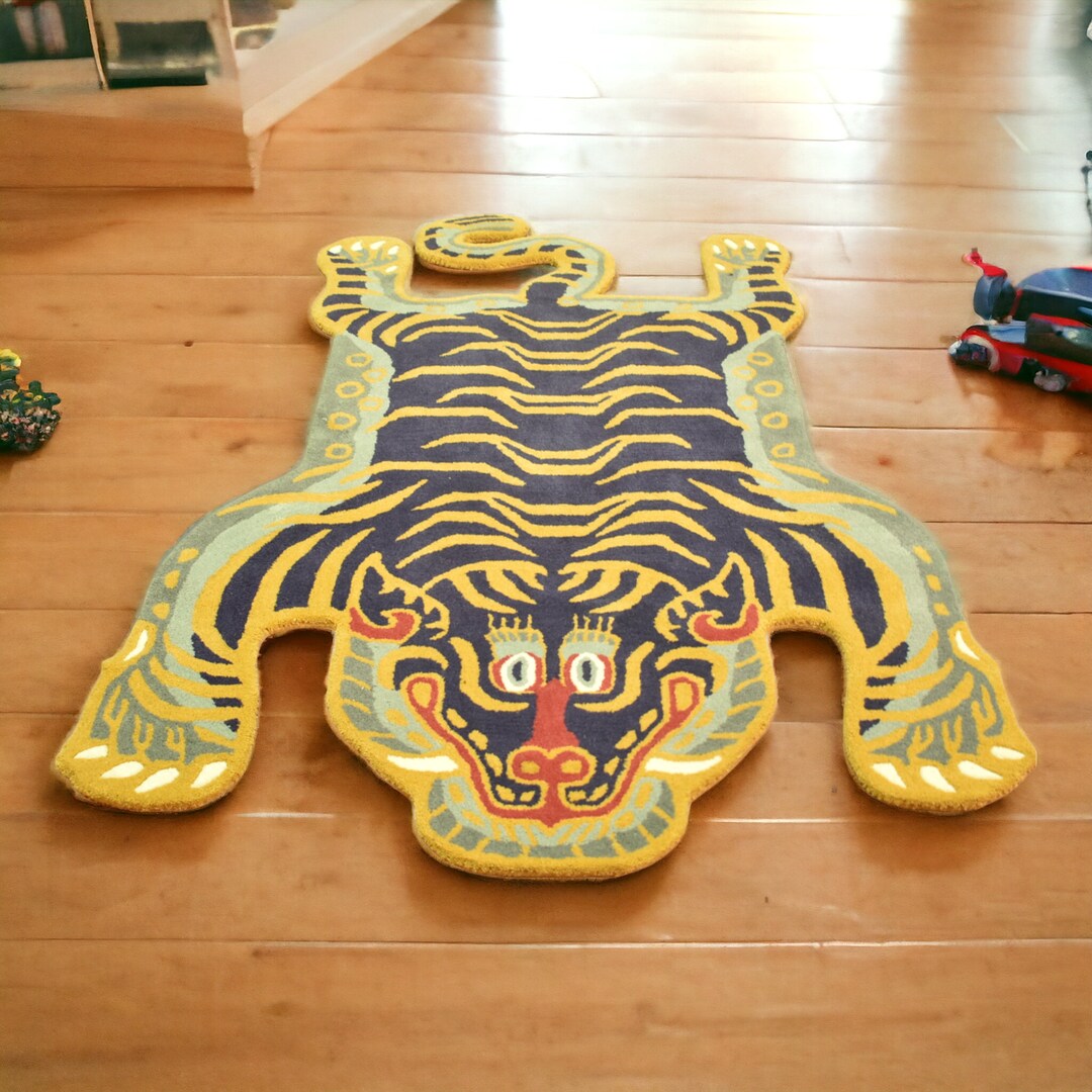 Tibetan Tiger Rug Animal Shape Handmade Kids Boho Area Rug Room ...