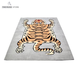 Tibetischer Tiger Hand getuftet Teppich Tiger Tierhaut Teppich Haut Wandbehang für Schlafzimmer, Gästezimmer, Wohnzimmer, Geschenk für sie, Geburtstag Teppiche