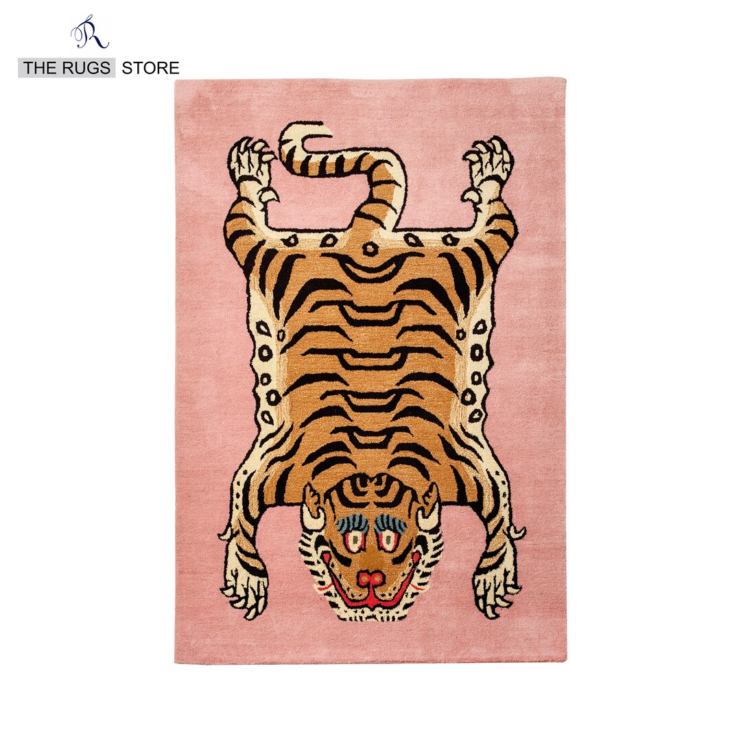 Tiger Shape Rug Hand-tufted Wool Tiger Rug, Tibetan Style, 3x5 Ft - Etsy