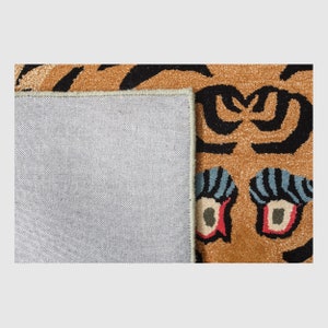 The Rugs Store Green Rectangle Tibetan tiger Shape Soft & high pile Large Wool Rug for Meditation and Yoga Carpet Tibetan Tiger Rug