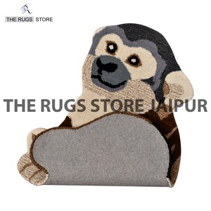 Handmade gift Animal Rug Hand Tufted Monkey Rug Carpet for Home Decor, Living Room, Bedroom, Playroom, Guest Room Anti-Slip Cotton Backing