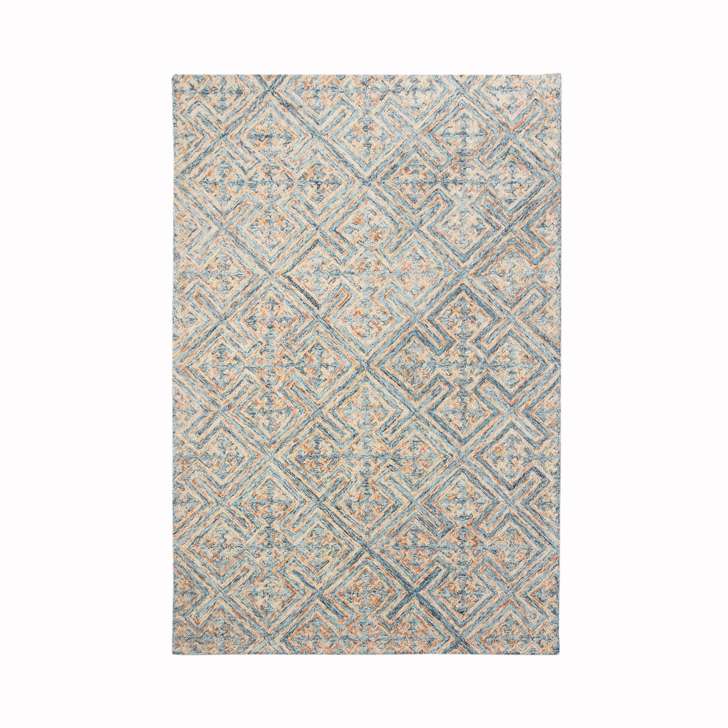 Hand Tufted Geometric Design Wool RugArea Rug Large Rugs Etsy