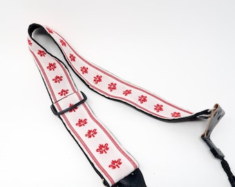 Vintage CANADA Camera Strap WITH Red Maple Leaves Pattern Canadian g4