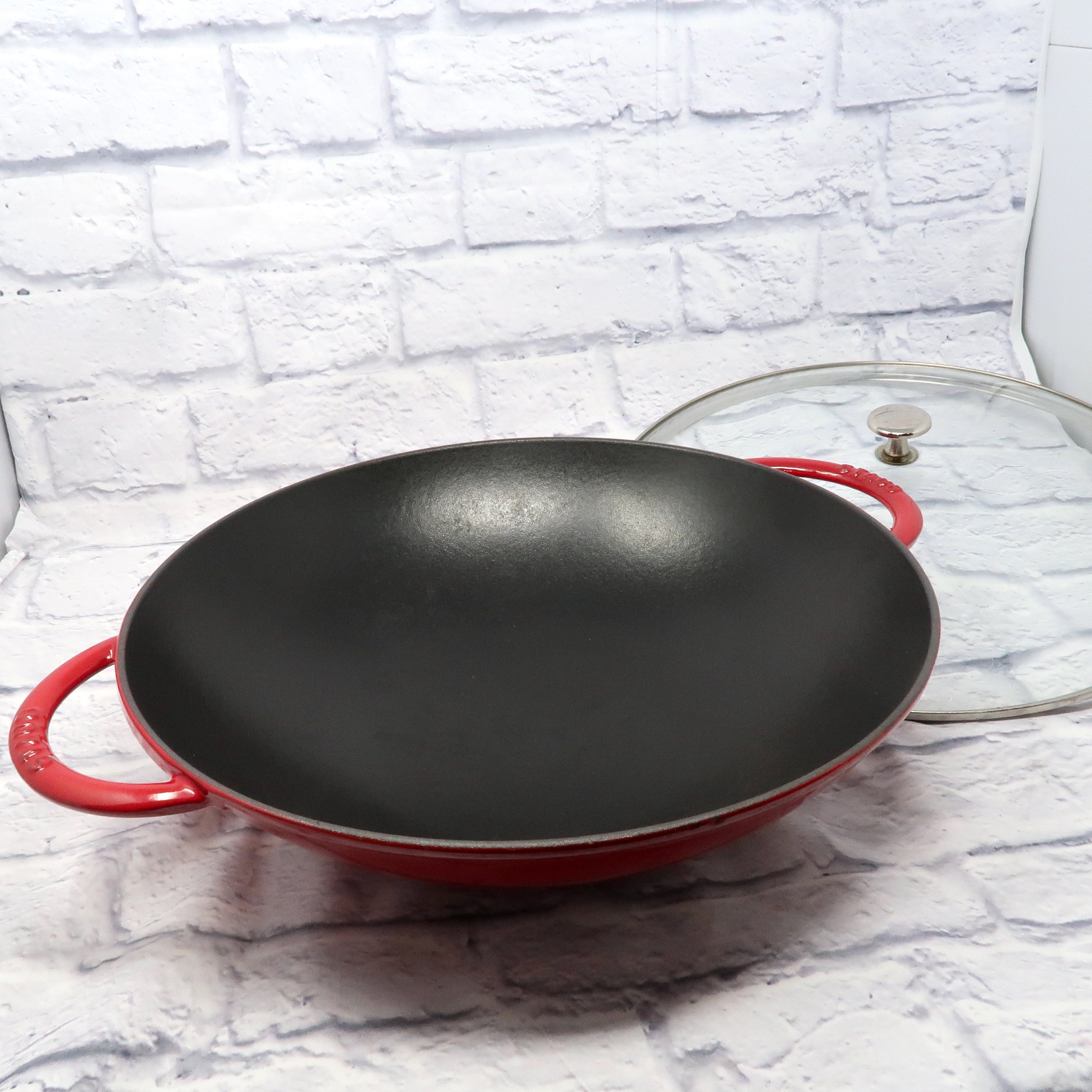 Backcountry Iron 14 Inch Cast Iron Wok with Flat Base and Handles 