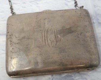 Portefeuille victorien antique en argent sterling Monogram HB - Pochette g8