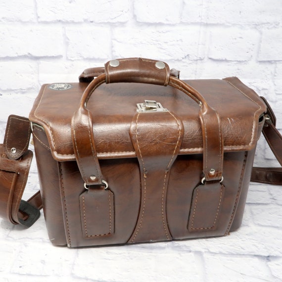 Vintage Large Camera Bag for SLR Film Cameras Faux Leather Made in USA -  Etsy