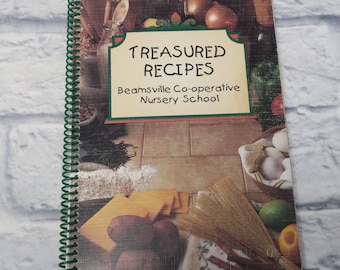 Vintage Cookbook Treasured Recipes BEAMSVILLE Co-Operative Nursery School Regional Local Spiral Bound