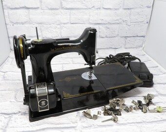 Vintage 1946 Singer Featherweight 221K AG606101 Sewing Machine with Case and Attachments Works