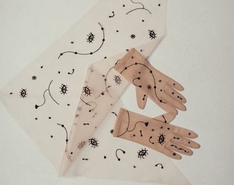 Embroidered Mesh Glove and Headscarf Set | Custom Design