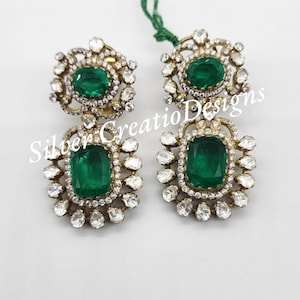 Moissanite Emerald Drop Earrings, Elegant Dangle Earrings, Gift for Her, Minimalist Jewelry