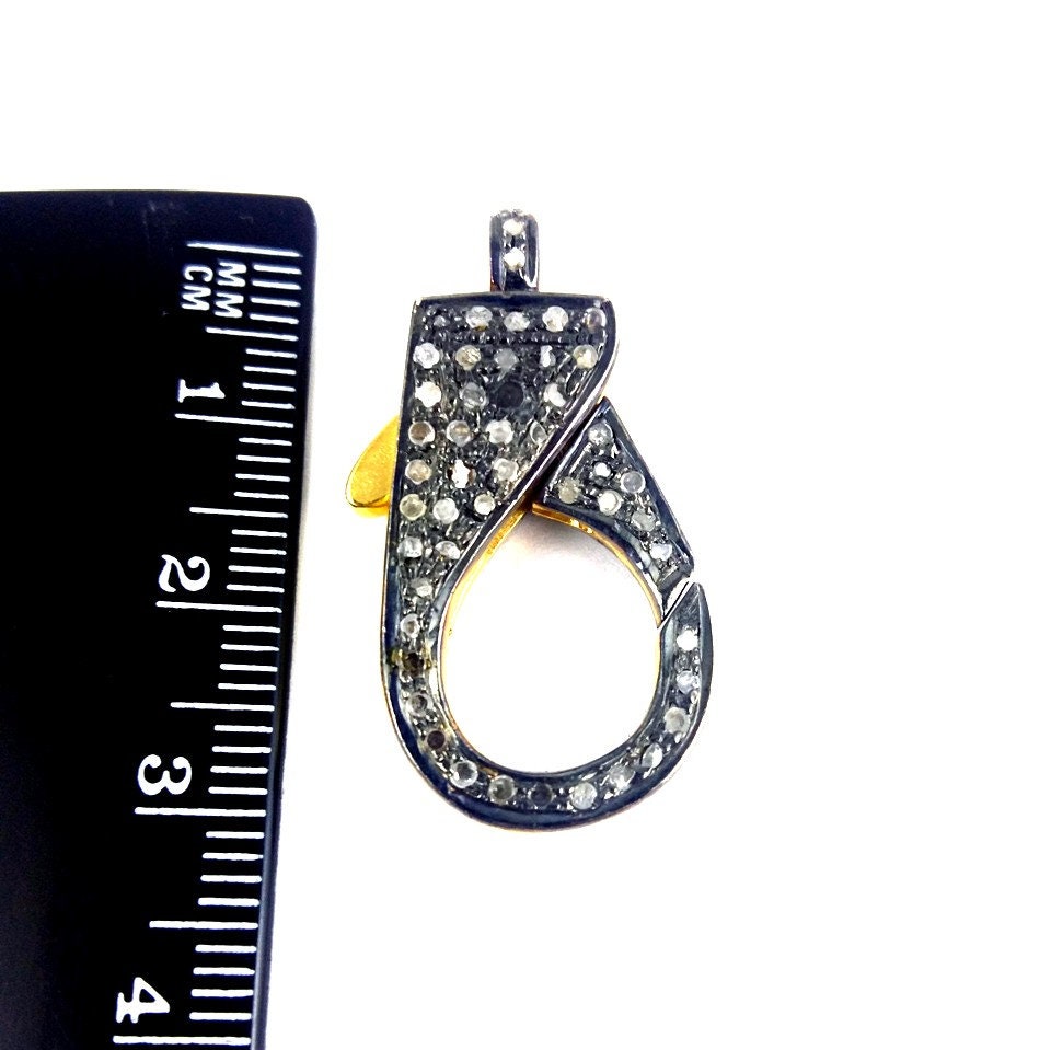 Diamond Lobster Clasp Diamond Findings 925 Sterling Silver Etsy