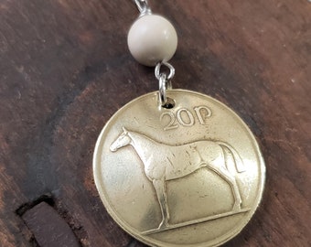 Irish Coin Necklace -Irish Ulster Marble -Irish 20 Pence -Ireland Necklace -1985 to 2000 -Domed Coin -Ulster Marble -Northern Ireland 5047 A