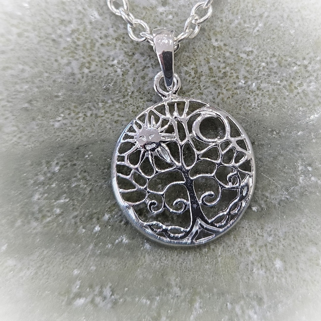 Celtic Tree of Life Pendant Necklace .925 Sterling Silver With Irish ...