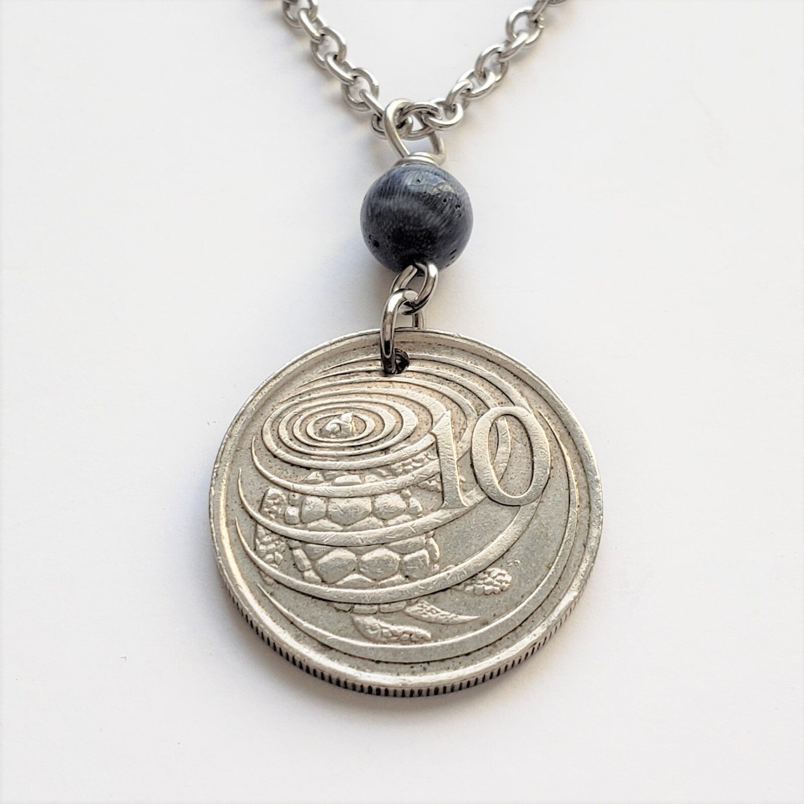 Turtle Necklace Cayman Islands Coin Necklace 1987 Coral Etsy