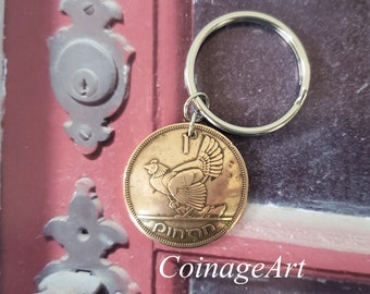 Lucky Penny -Irish Coin Keyring -Irish Bronze Coin -Bachelorette -Hen Party gift -Hen with Baby Chicks -Bronze Anniversary 5119 A