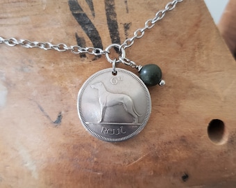 Irish Sixpence Coin Anklet -Connemara Marble -Domed Coin -Whippet -Irish Wolfhound -Lucky Wedding Sixpence -Irish Wedding   5078 A