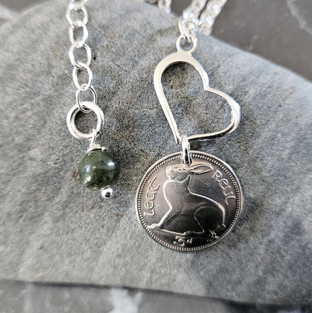 Lucky Rabbit 3 Pence Necklace -sterling Silver Heart -.925 Sterling ...