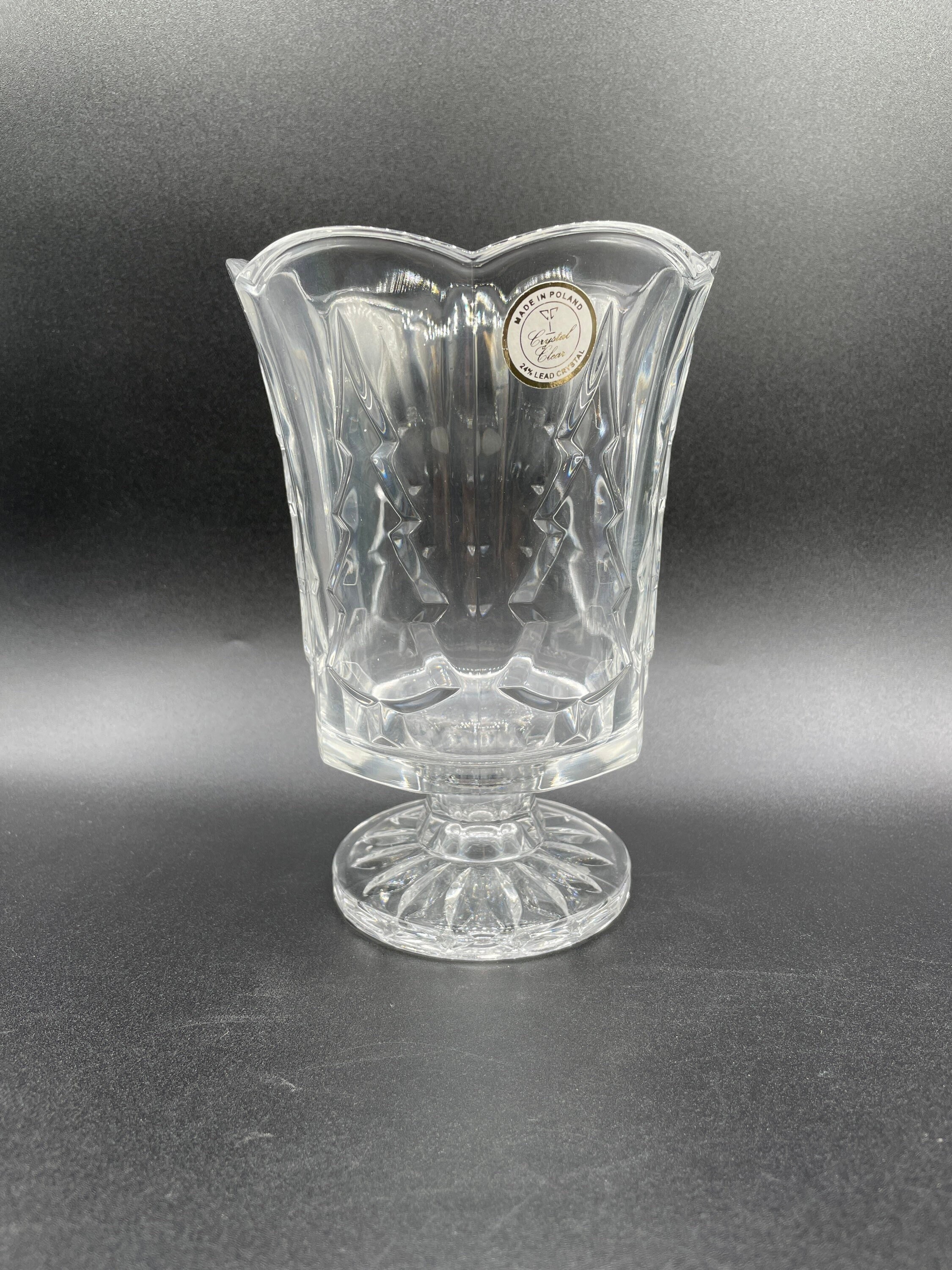 Crystal Clear Vase, Christmas Trees, 24 Lead Crystal Glass Vase Made